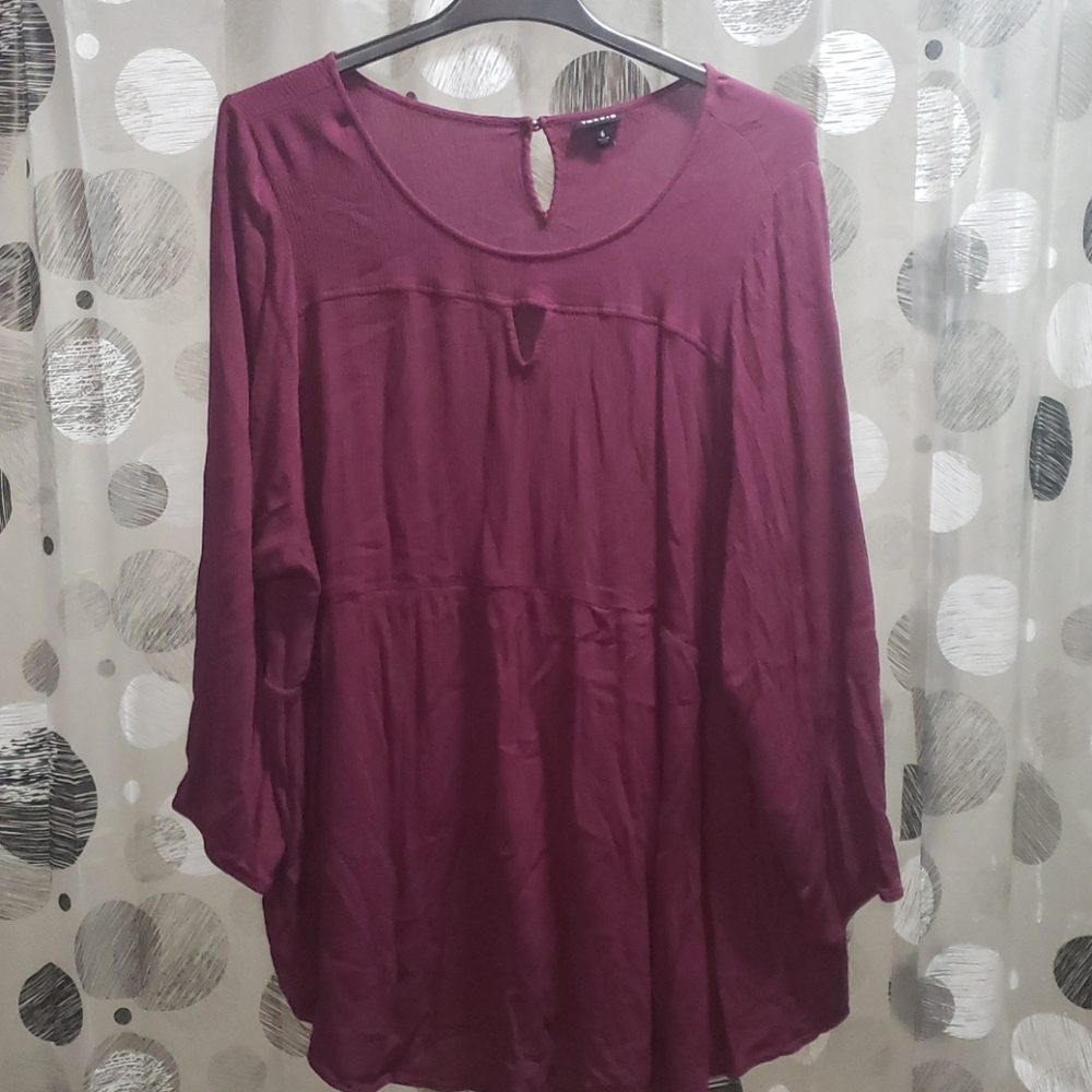 Torrid burgundy peasant style top